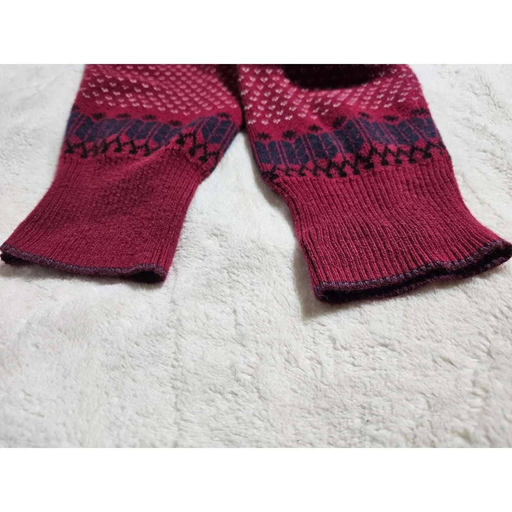 Eddie Bauer‎ Men's Fairisle Sweater 1/4 zip, size XXL Maroon & Blue Grandpa Ski - Picture 4 of 8